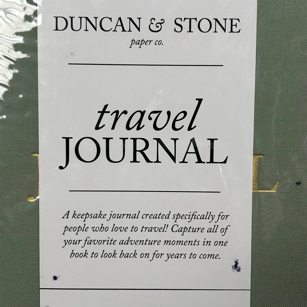 Duncan & Stone Paper Co Travel Journal Sage Green Linen Gold Foil Keepsake New‎